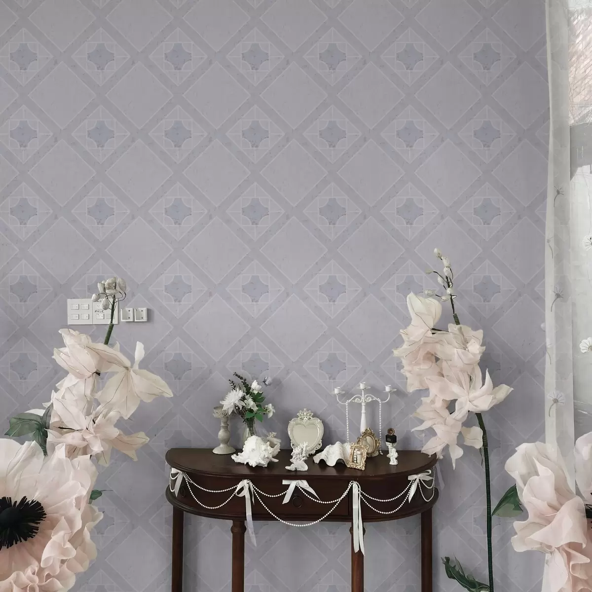 Papel de parede Losangos brancos em um fundo azul a00010