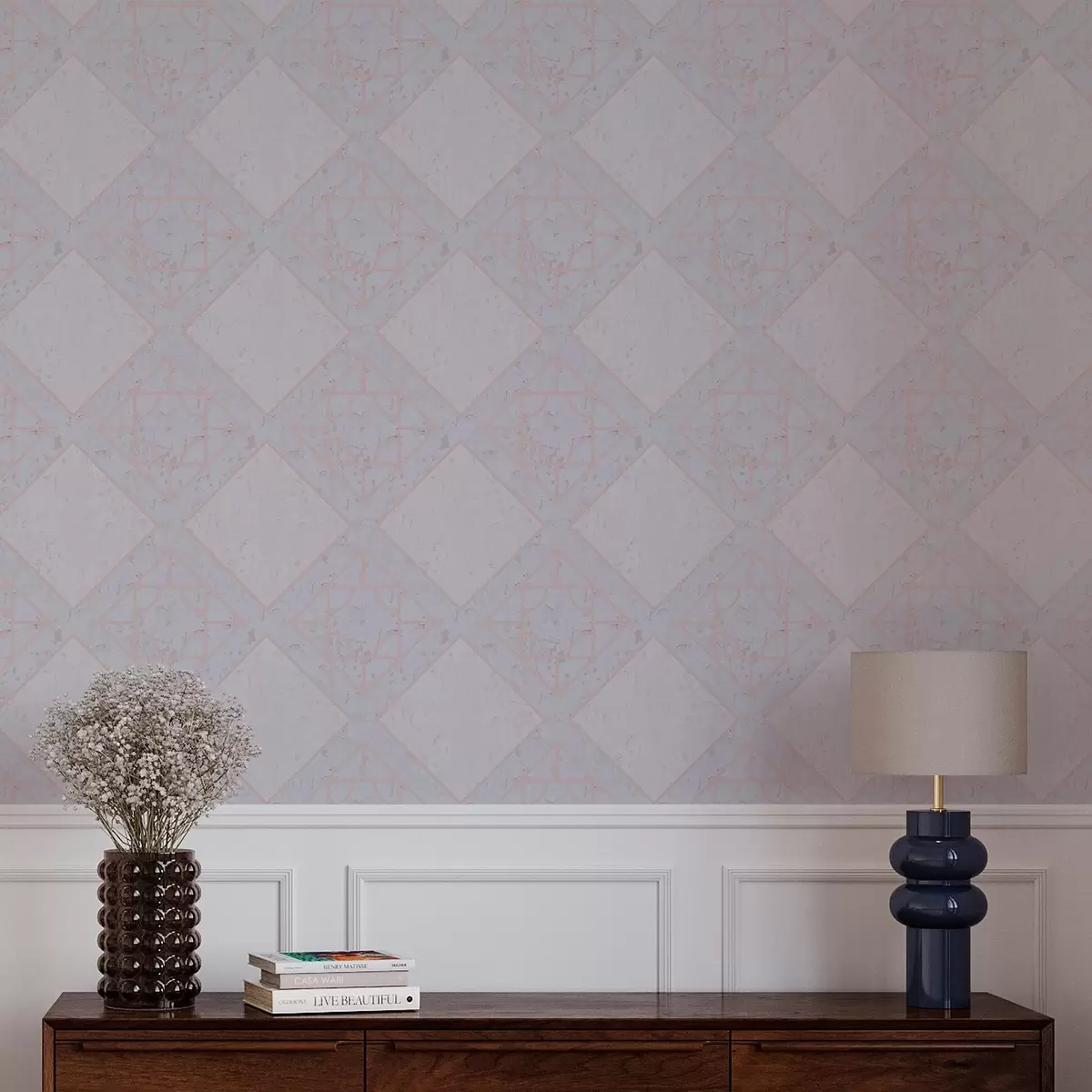 Papel de parede Losangos cercados por um contorno rosa a00010v2