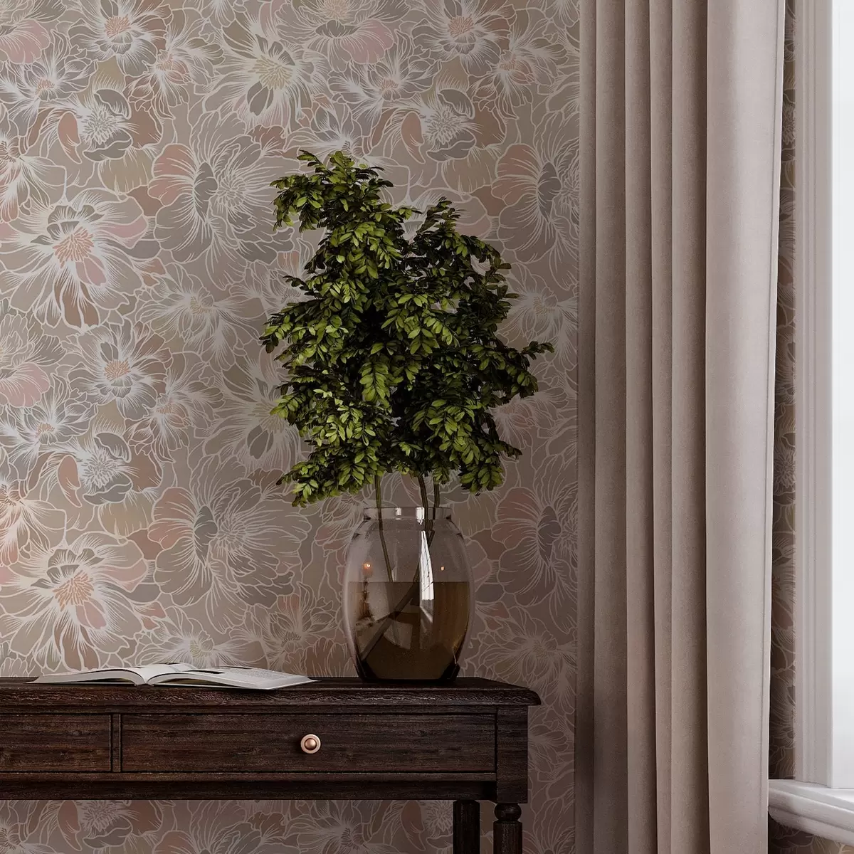 Papel de parede Flores grandes com pétalas coloridas em tons pastéis a00020