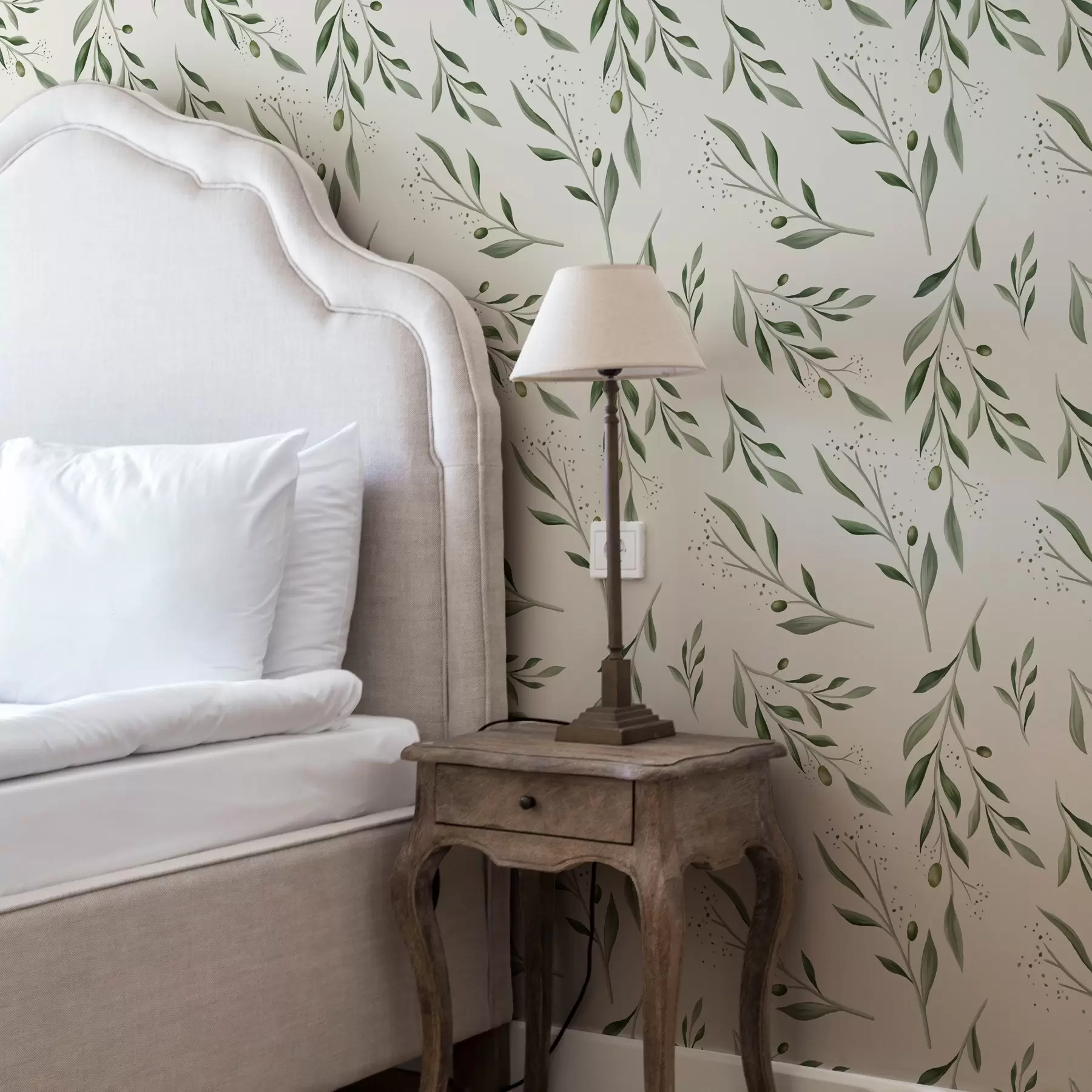 murais de parede Delicados ramos de oliveira verdes a00030