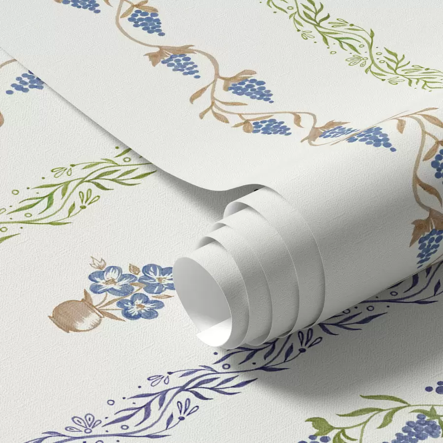murais de parede Ornamento delicado com folhas e uvas a00032