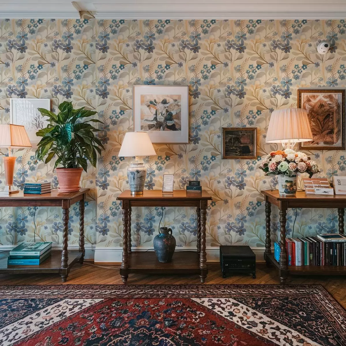 Papel de parede Flores e folhas delicadas em estilo aquarela a00042