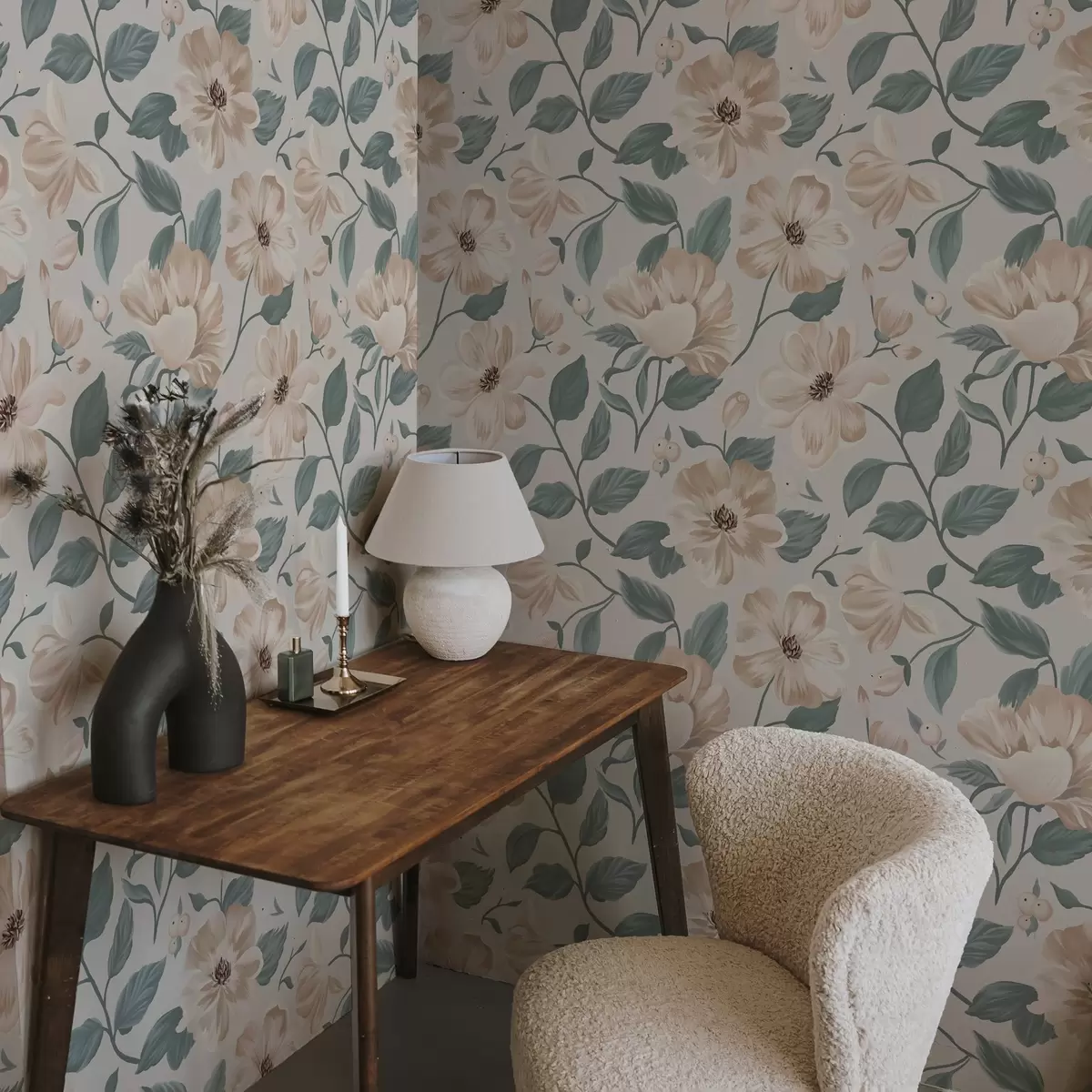 Papel de parede Delicado arranjo de flores em tons pastéis a00043