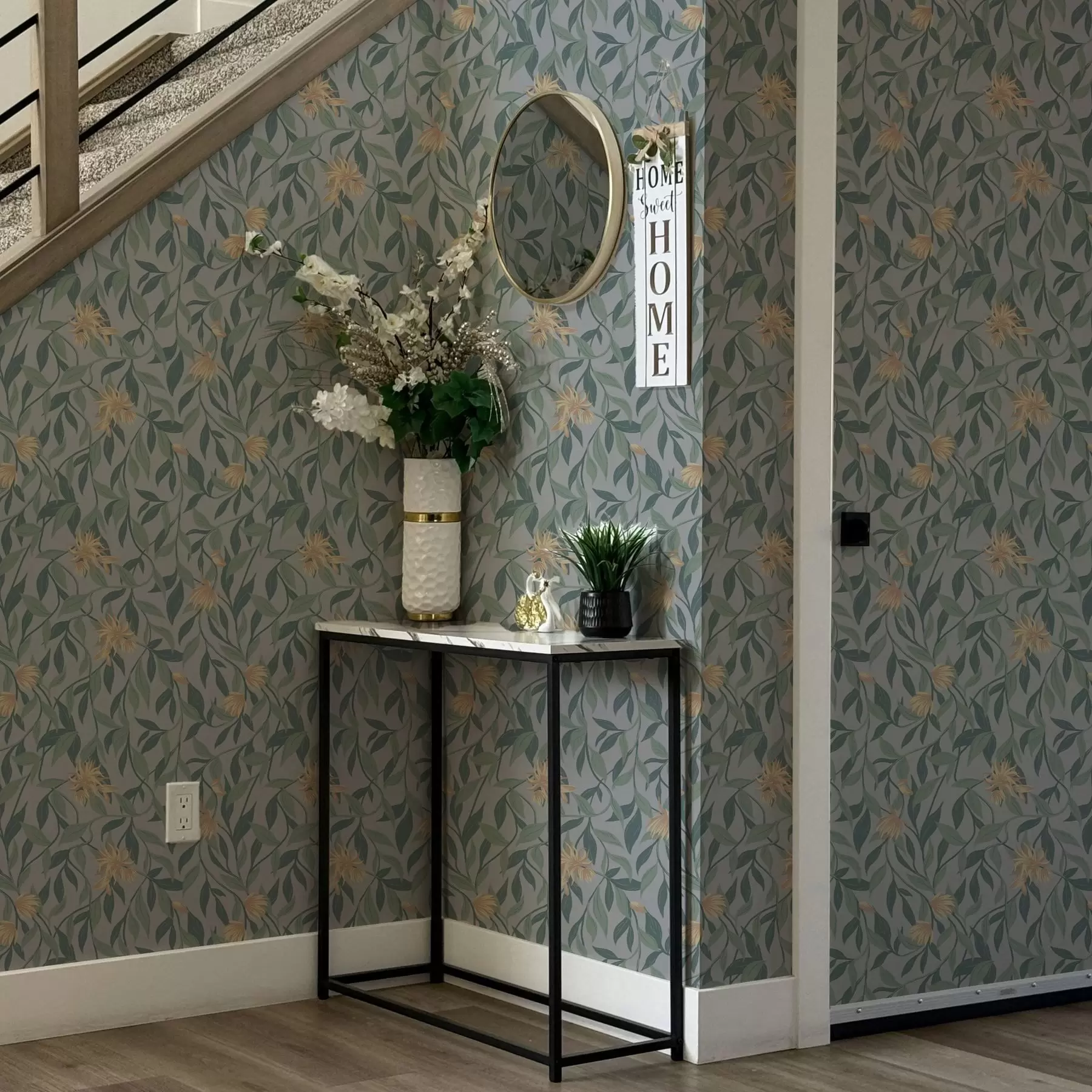 murais de parede Ramos pendentes com flores amarelas a00052