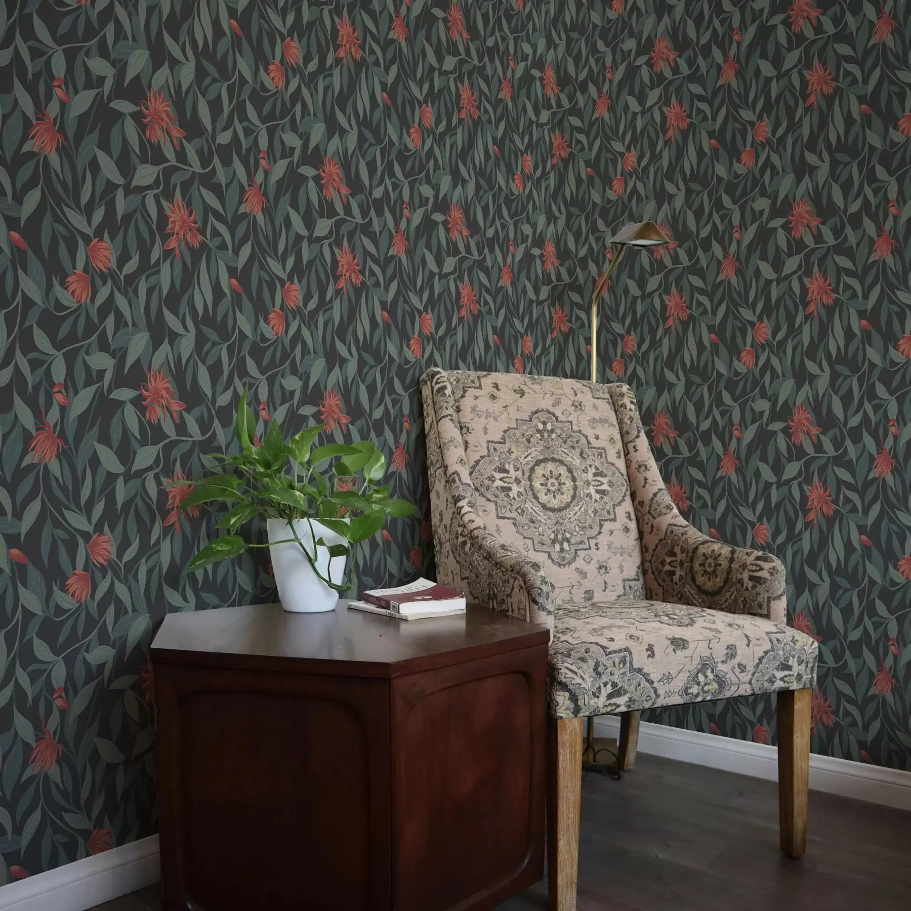 murais de parede Ramos pendentes com flores vermelhas a00052v1