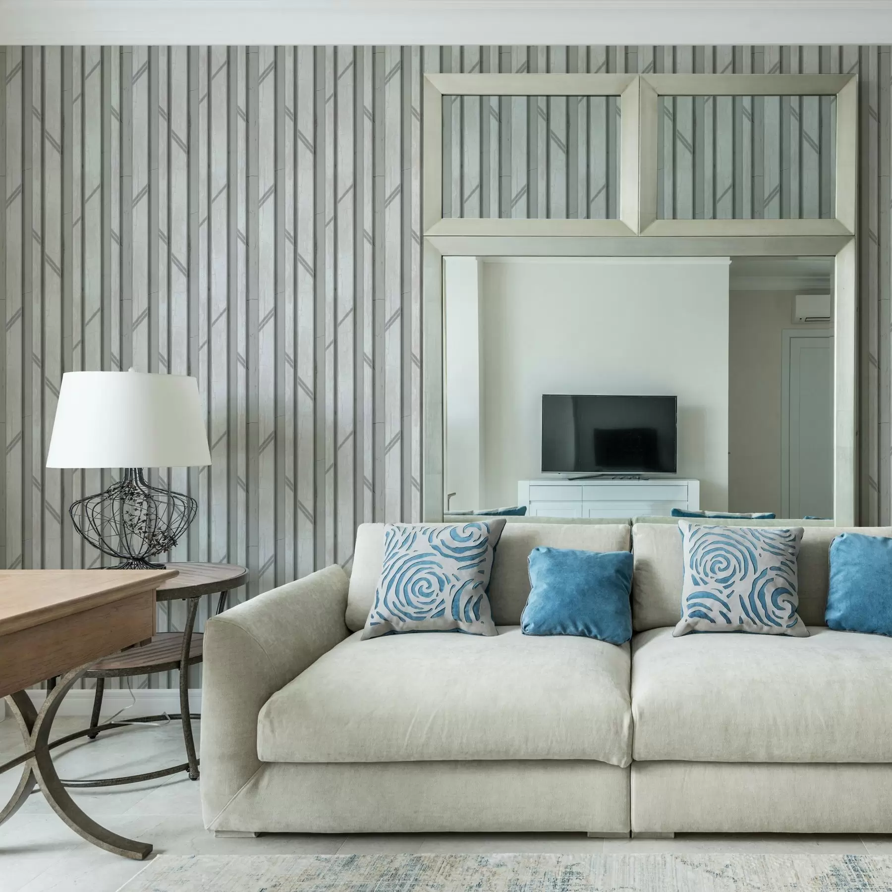 murais de parede Efeito de painel de madeira na cor cinza claro a00055