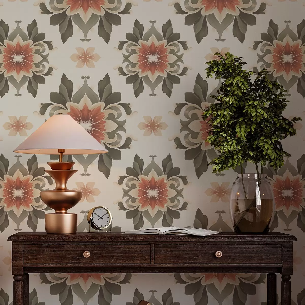 Papel de parede Padrão floral abstrato sobre fundo claro a00069v1