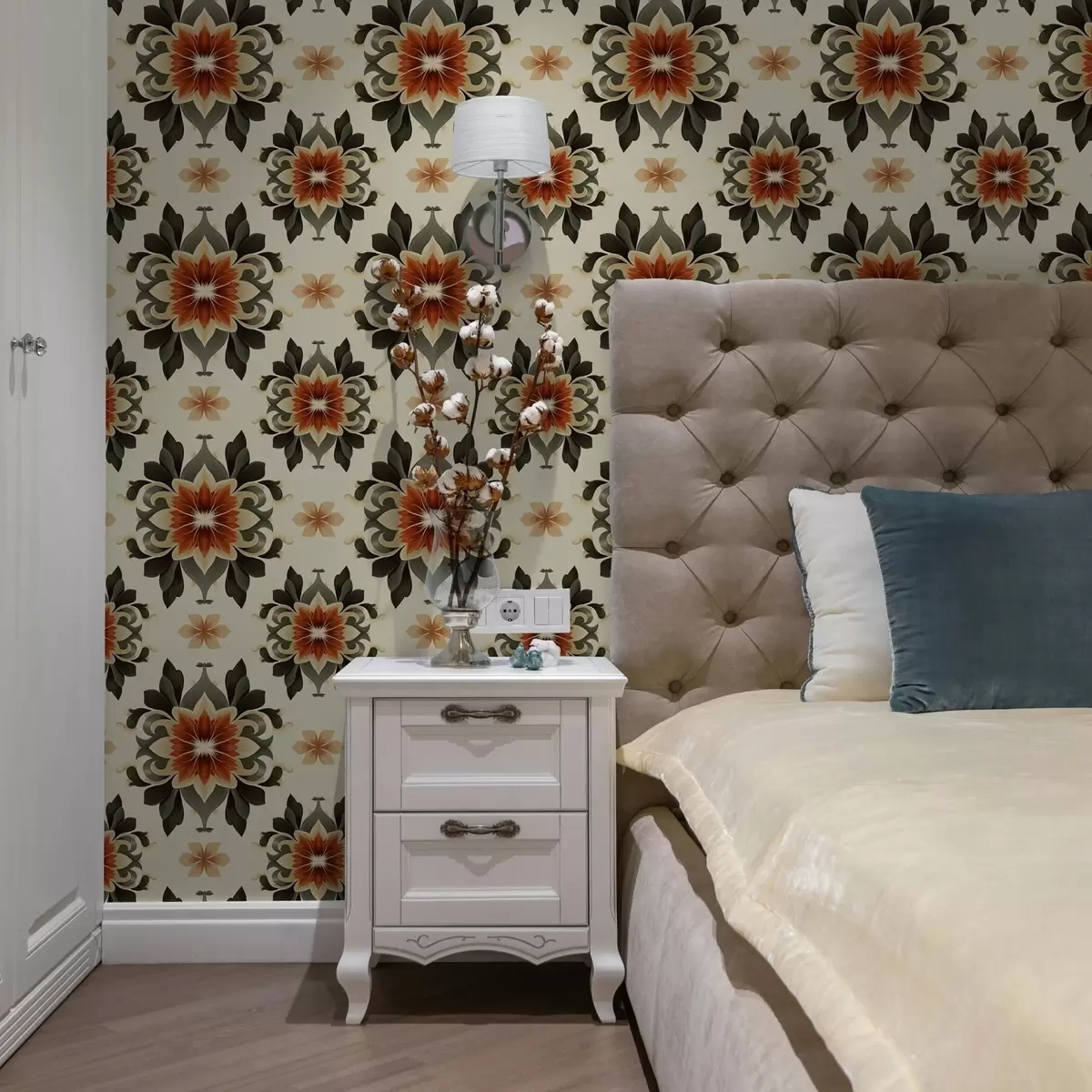 Papel de parede Padrão floral abstrato brilhante sobre fundo claro a00069v3