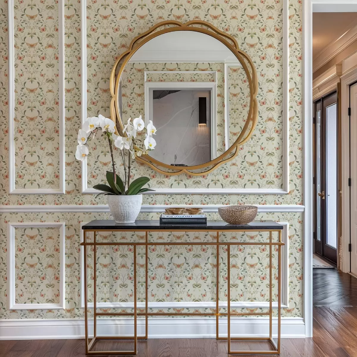 Papel de parede Composição de borboletas e folhas a00070v1