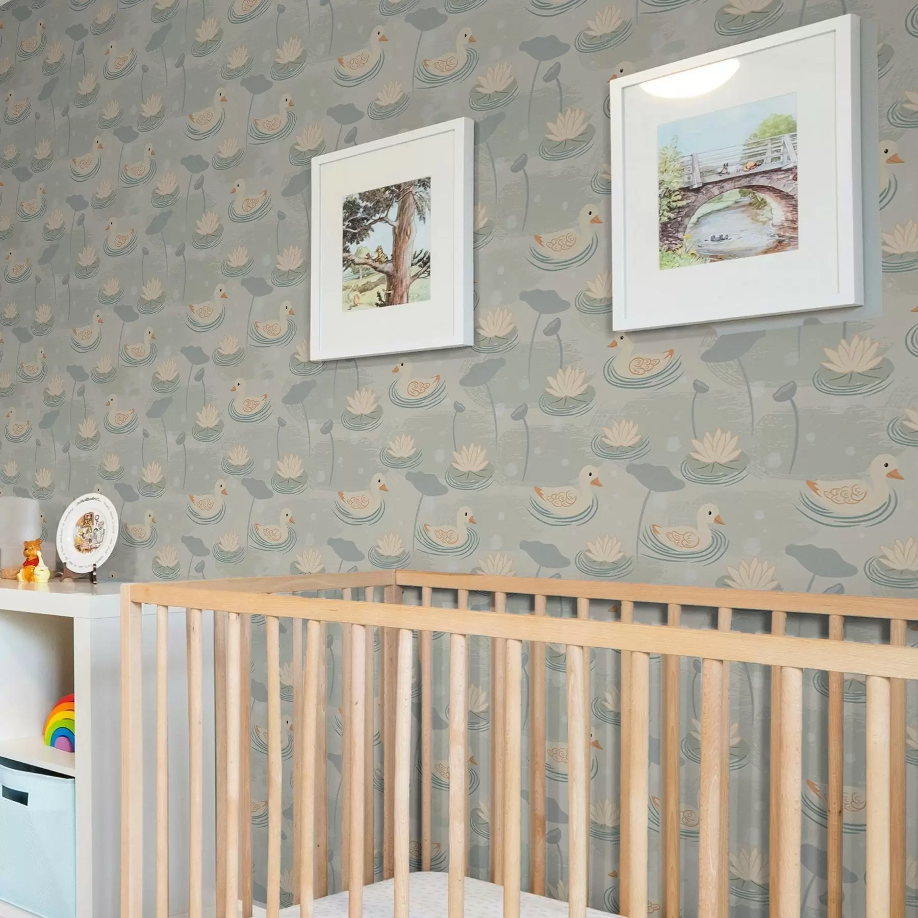 murais de parede Patinhos em um lago com lótus a00079