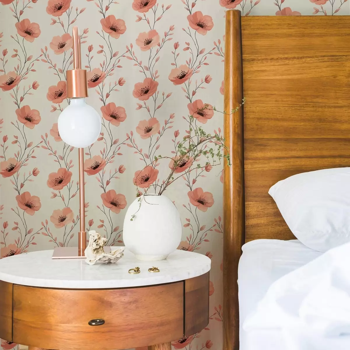 Papel de parede Papoulas cor-de-rosa em hastes a00083