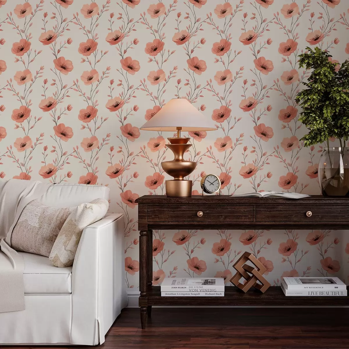 Papel de parede Papoulas cor-de-rosa em hastes a00083