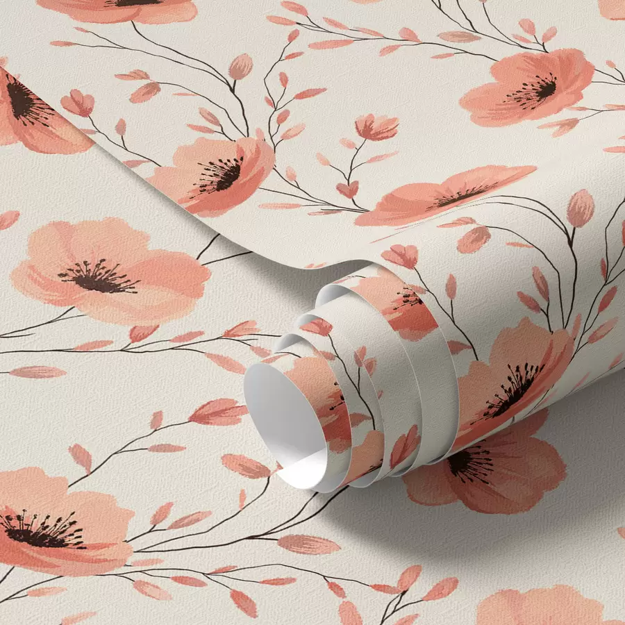 murais de parede Papoulas cor-de-rosa em hastes a00083