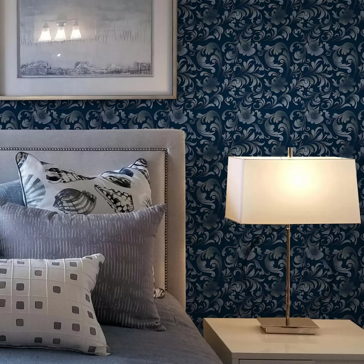 Papel de parede Padrões claros em um fundo azul a00084v1