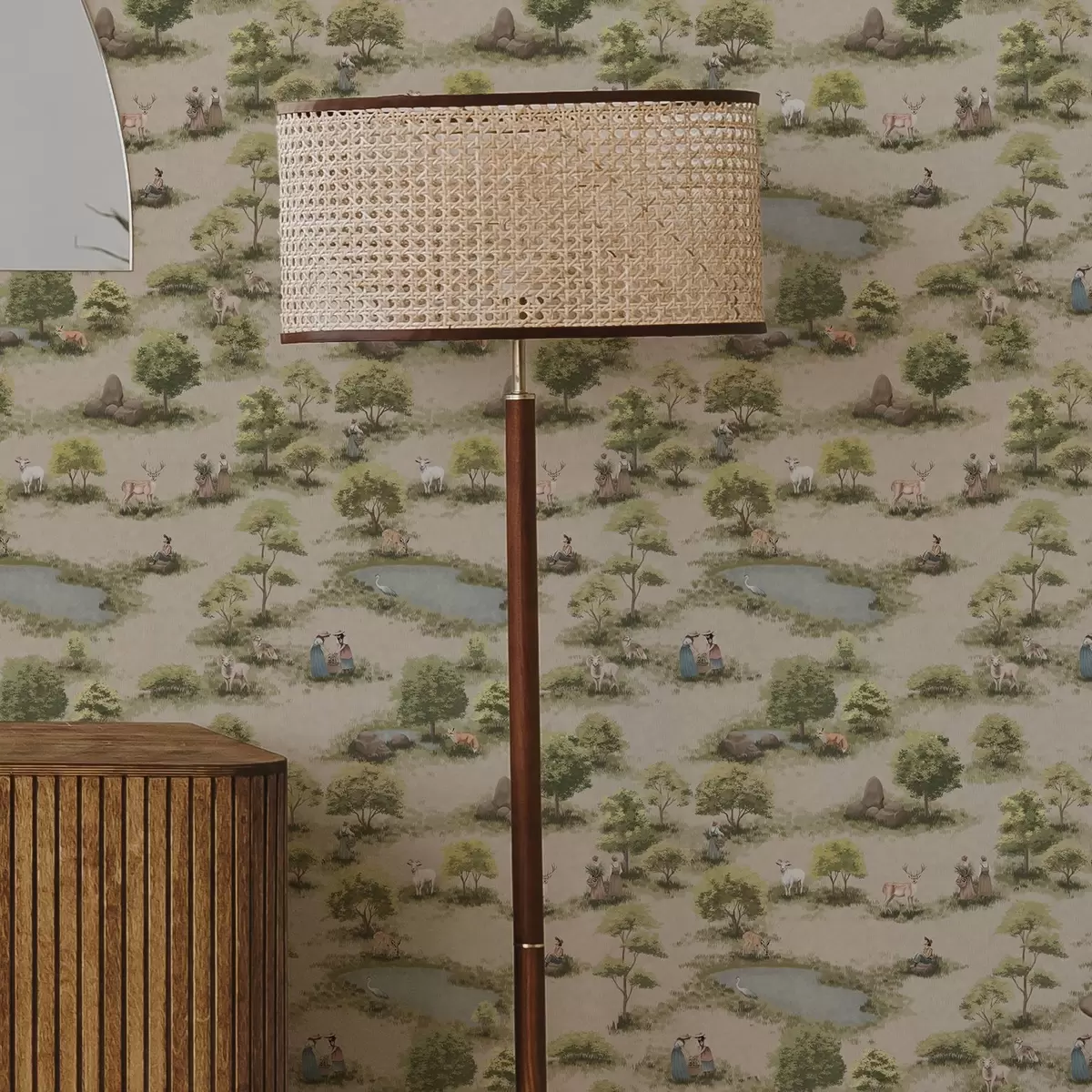 Papel de parede Pessoas e animais à beira do lago a00085