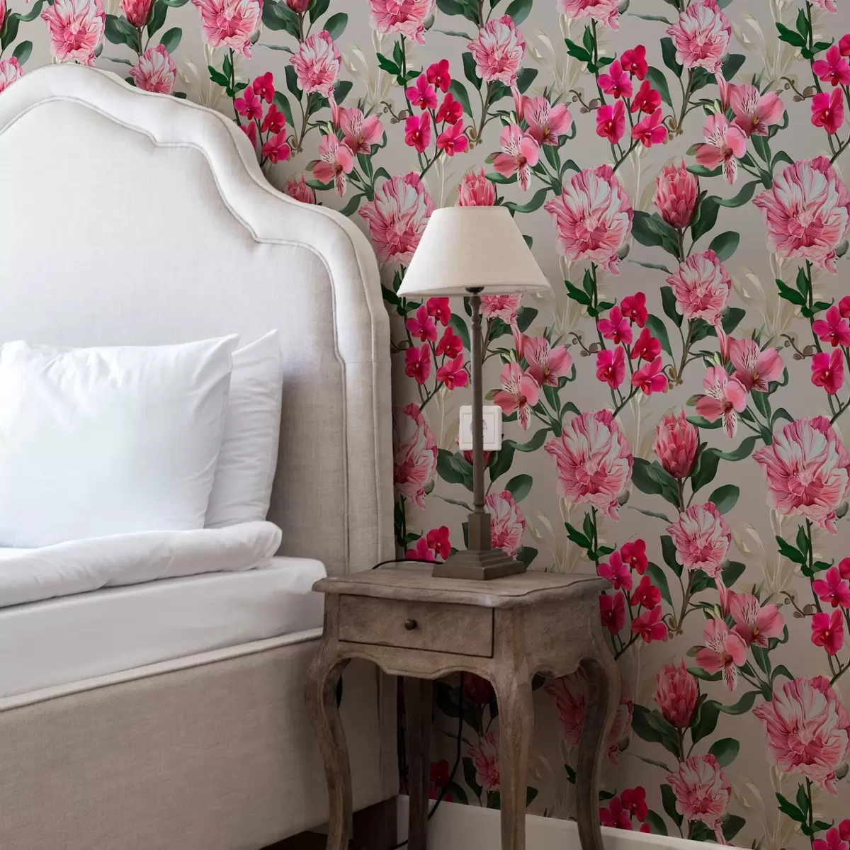 Papel de parede Delicadas flores rosa em um fundo claro a00094