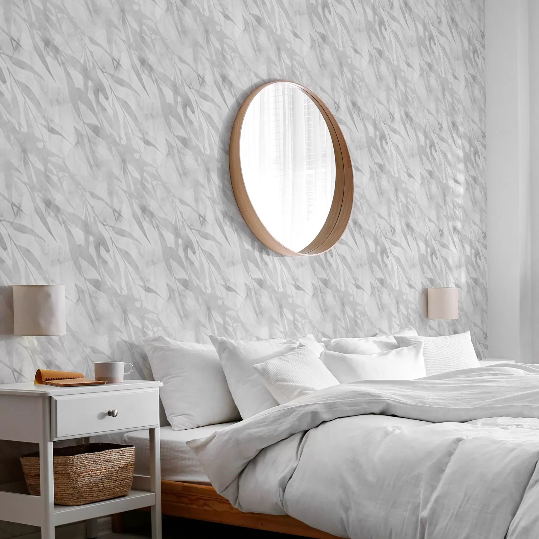 murais de parede Galhos cinzentos com folhas ao vento a00097v1