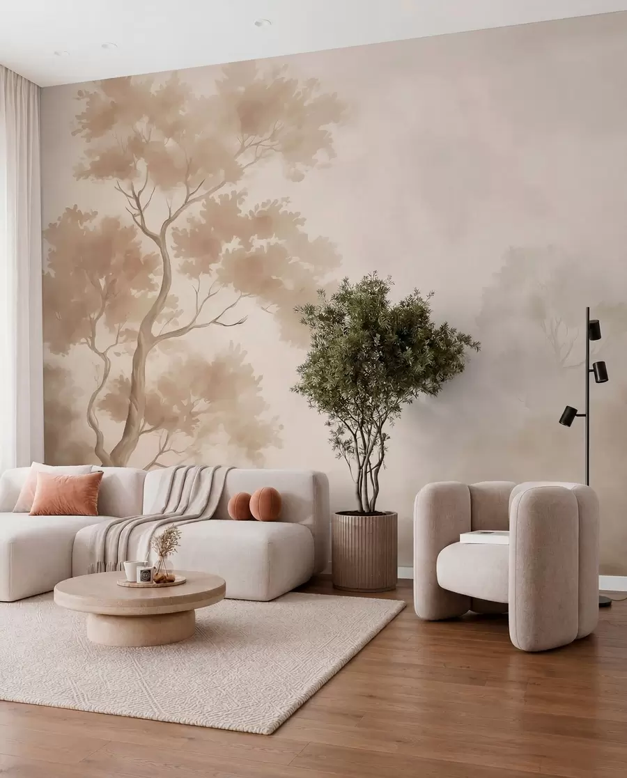 murais de parede Imitação de árvore em aquarela desfocada w03471