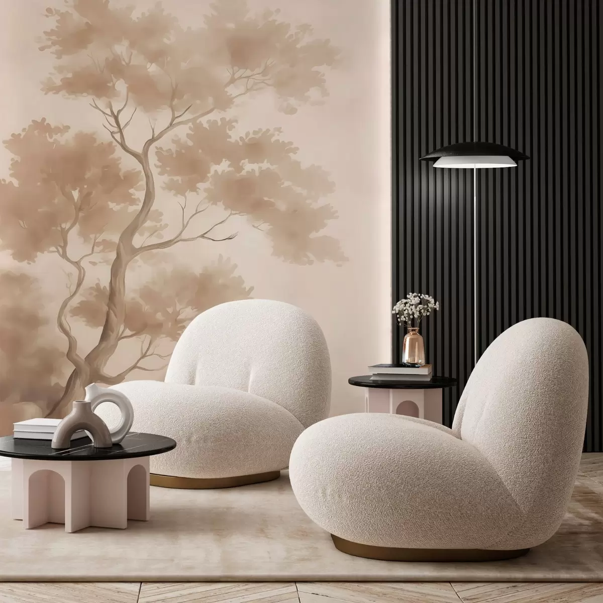 murais de parede Imitação de árvore em aquarela desfocada w03471