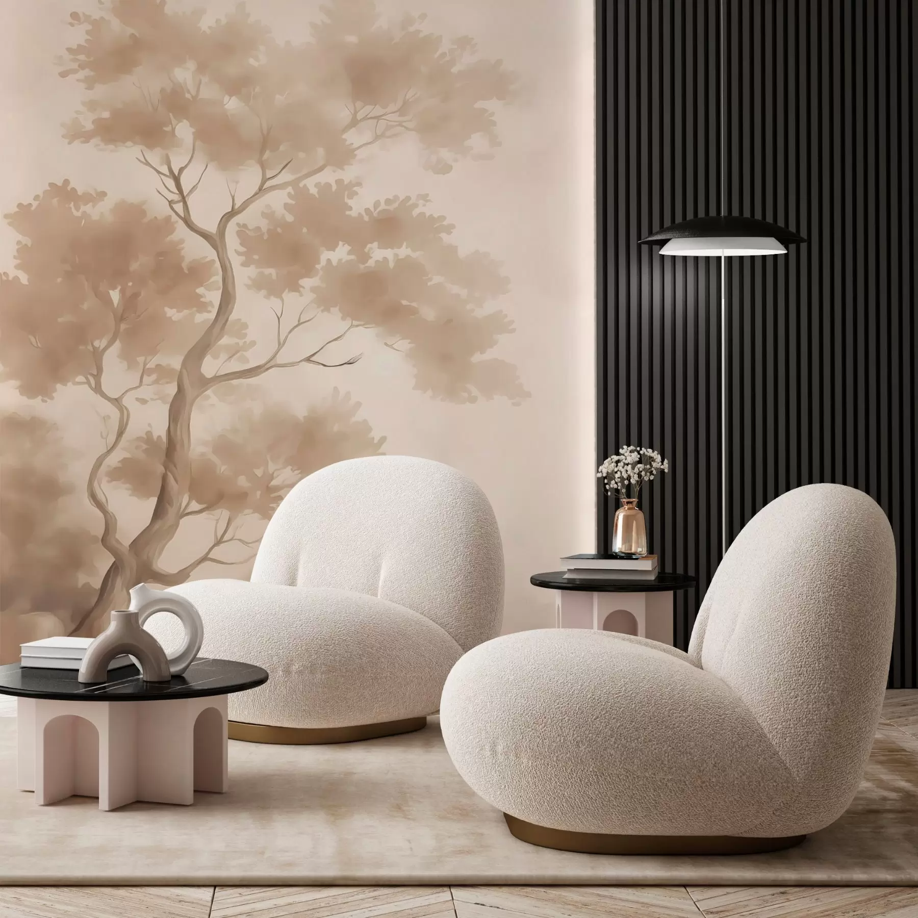 murais de parede Imitação de árvore em aquarela desfocada w03471