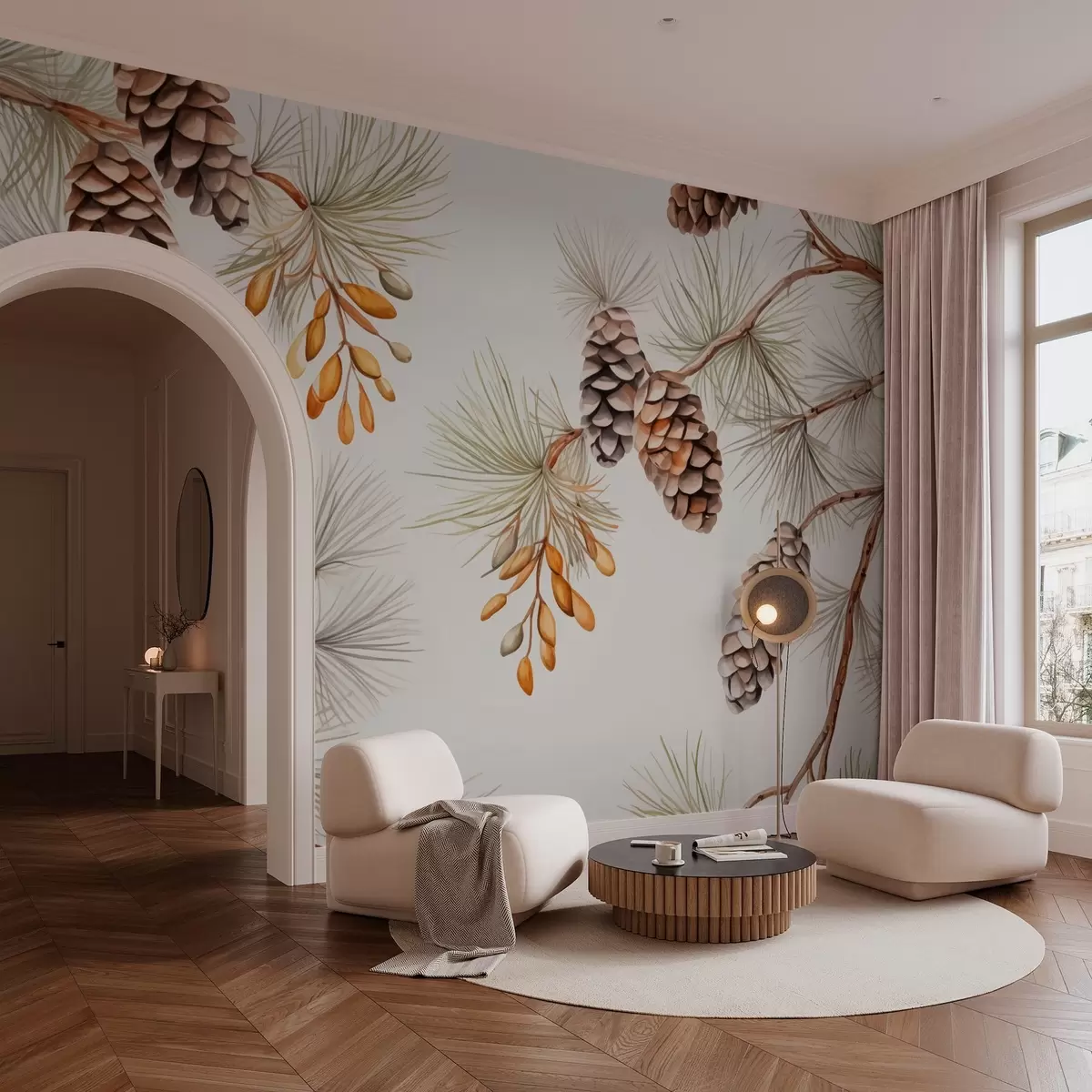 murais de parede Aquarela de imitação de pinhas w03462