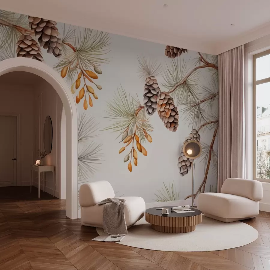 murais de parede Aquarela de imitação de pinhas w03462