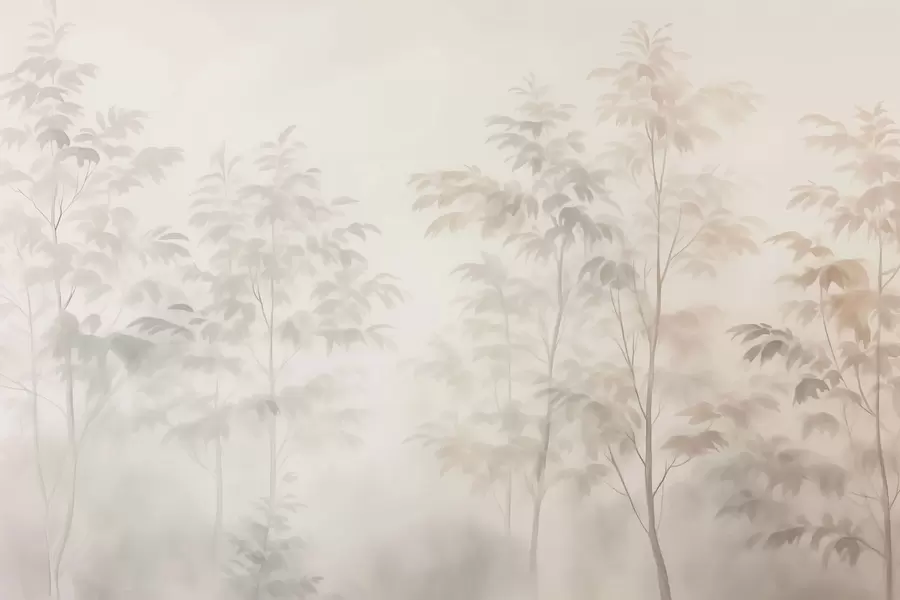 murais de parede Imitação de árvores em aquarela com cores quentes w03474