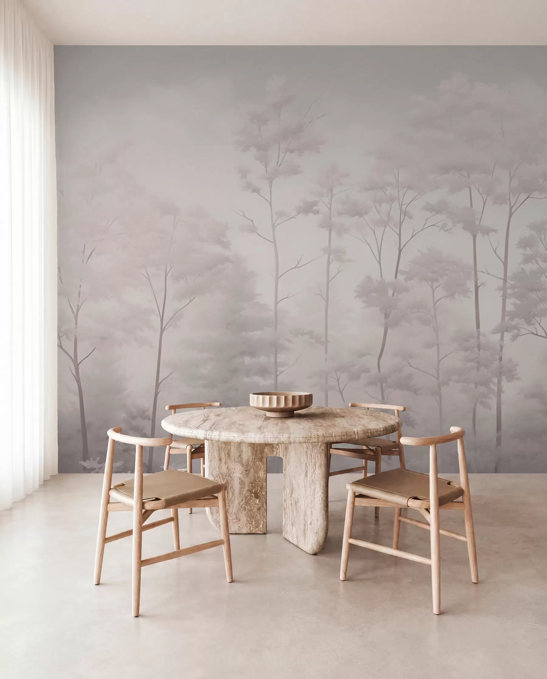 murais de parede Floresta moderna em delicadas cores pastéis claras w03525