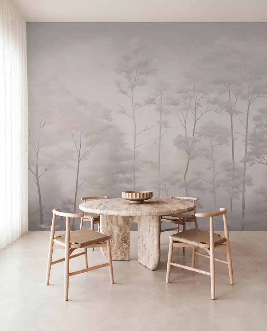 murais de parede Floresta moderna em delicadas cores pastéis claras w03525
