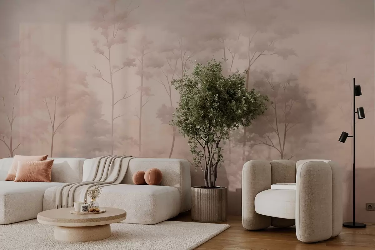 murais de parede Floresta moderna em tons pastéis suaves w03525v1