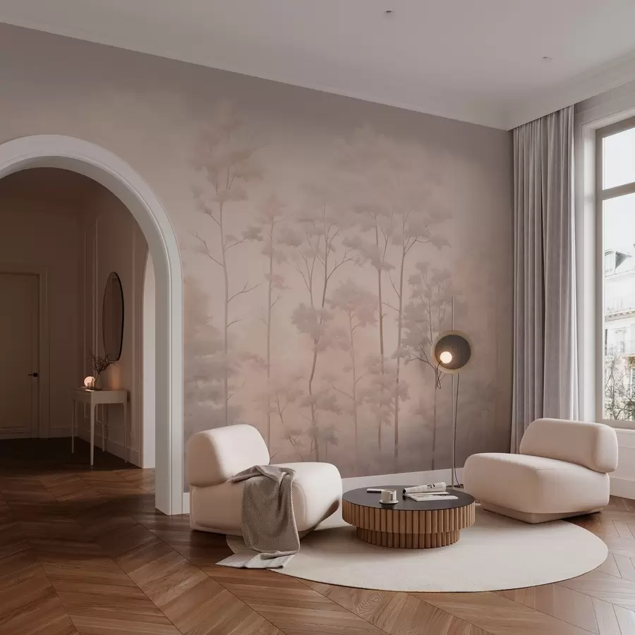 murais de parede Floresta moderna em tons pastéis suaves w03525v1