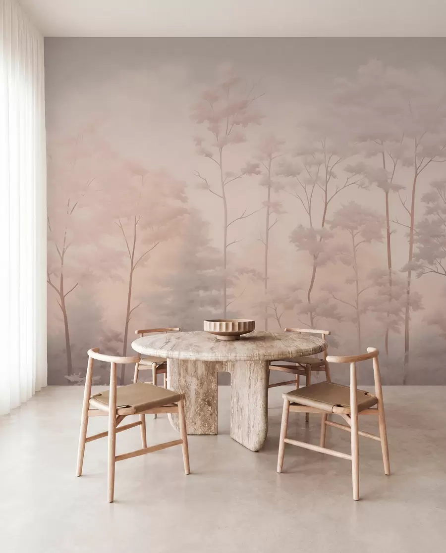 murais de parede Floresta moderna em tons pastéis suaves w03525v1