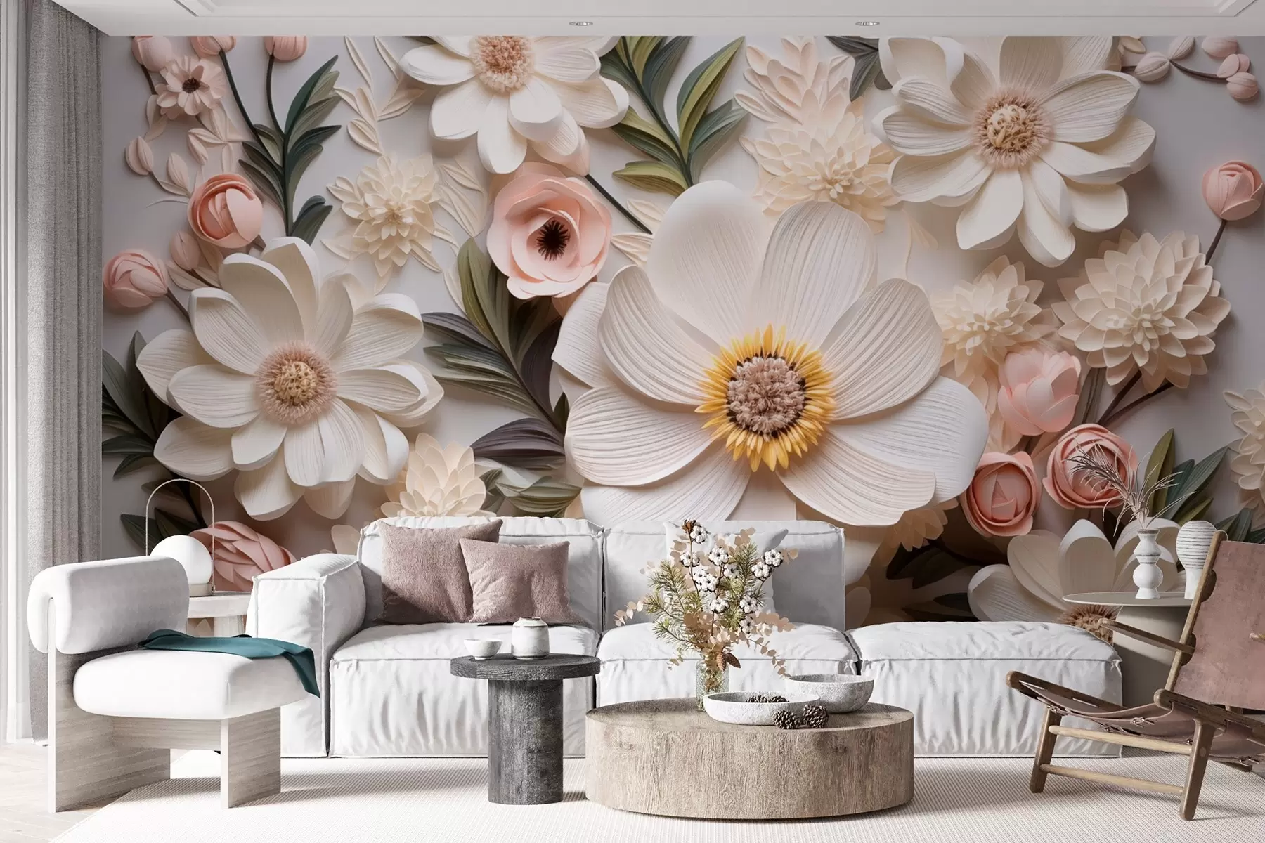murais de parede composição de flores em 3D w08936