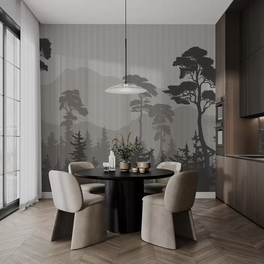 murais de parede Floresta de montanha em névoa w03538v1