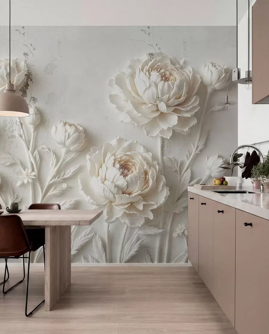 murais de parede Flores em um fundo de concreto no estilo grunge w03553