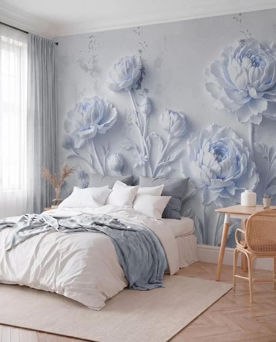 murais de parede Flores em um fundo de concreto no estilo grunge w03553v1