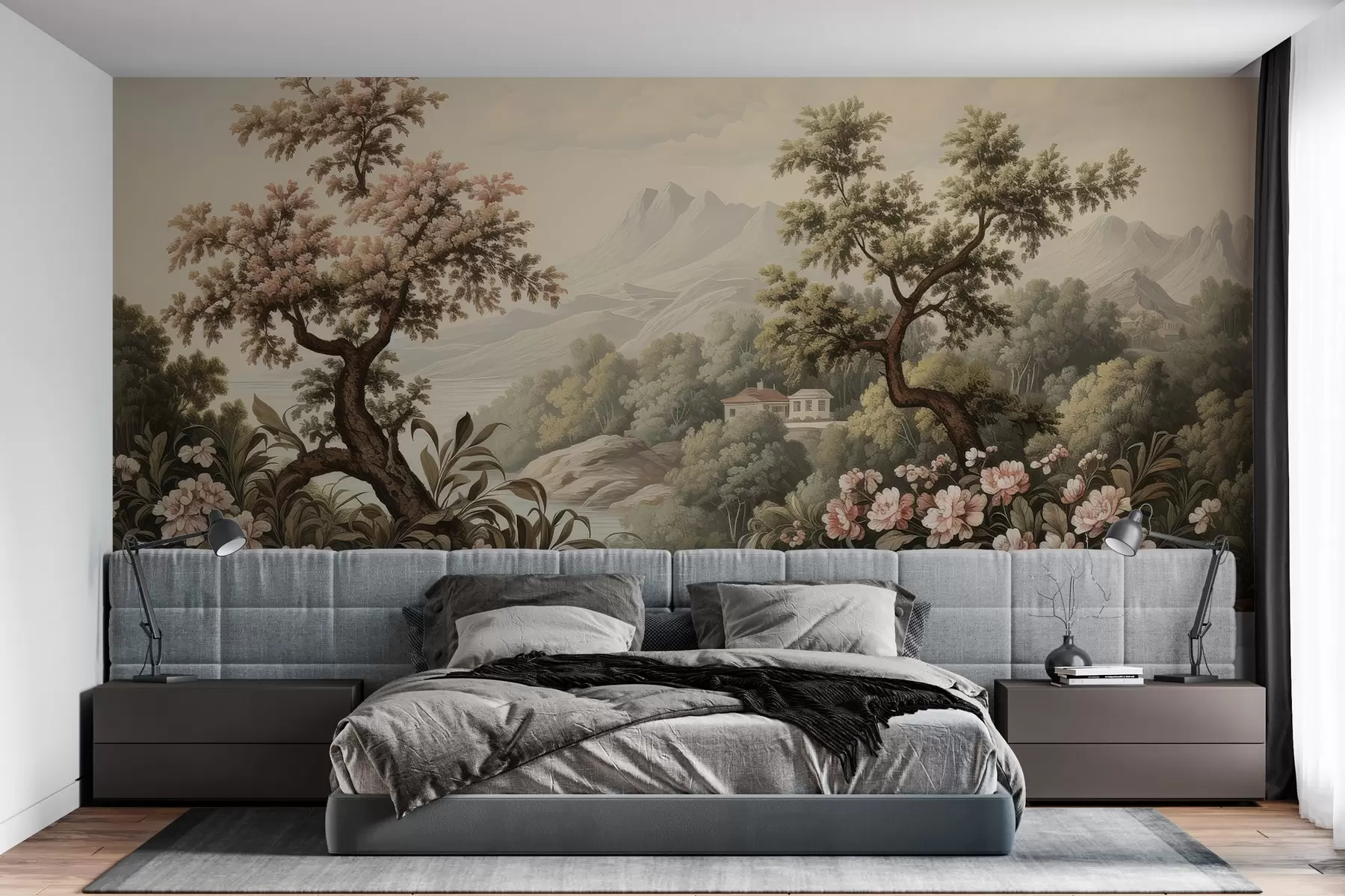 murais de parede Paisagem pintada em estilo vintage w03560