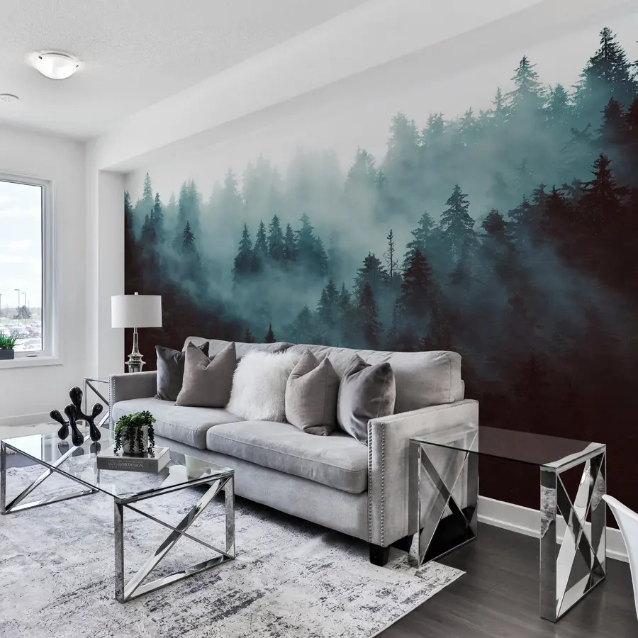 murais de parede Bela floresta no meio do nevoeiro u54118