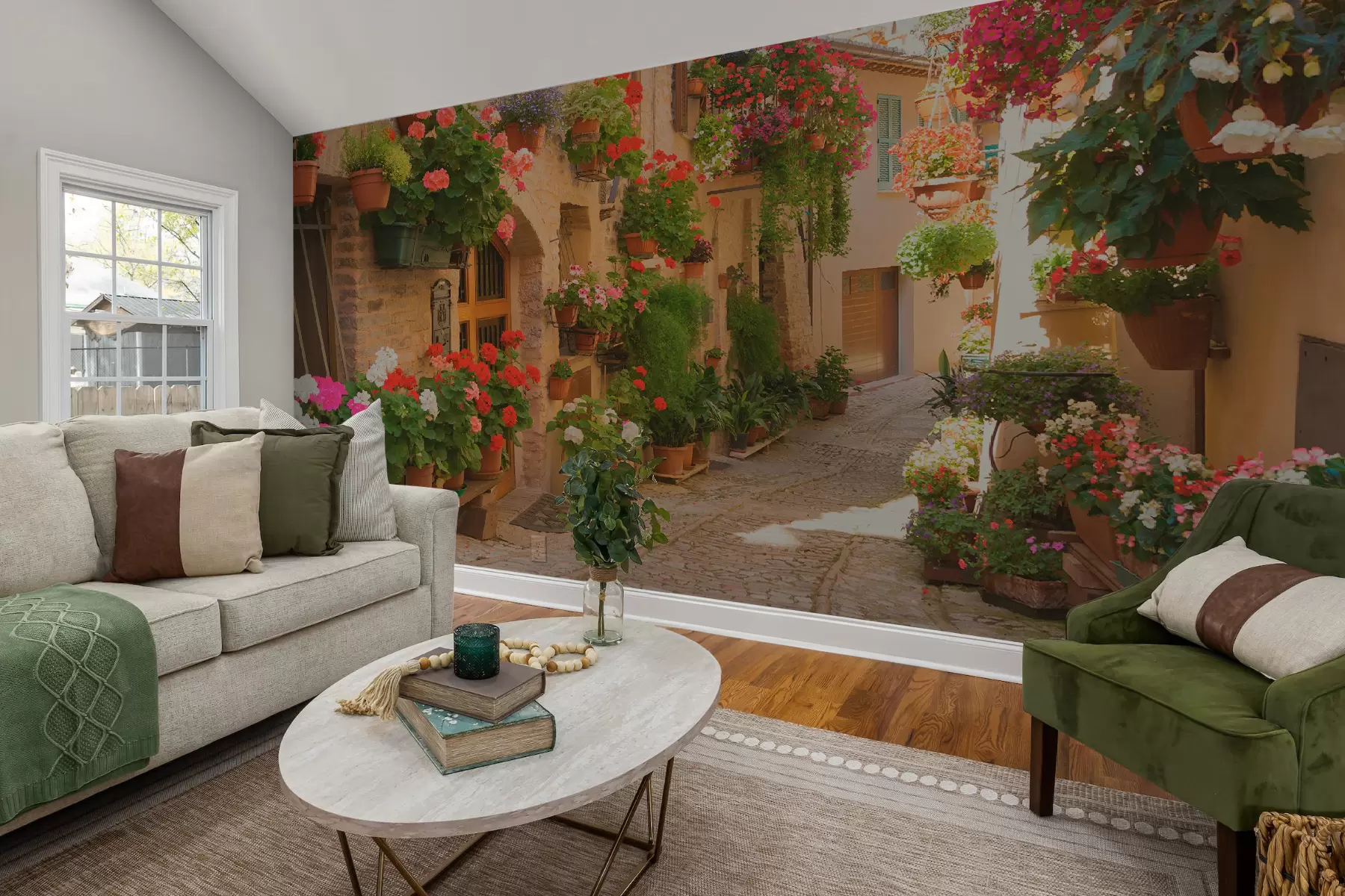 murais de parede Rua italiana, flores u57180