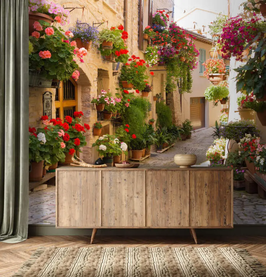 murais de parede Rua italiana, flores u57180
