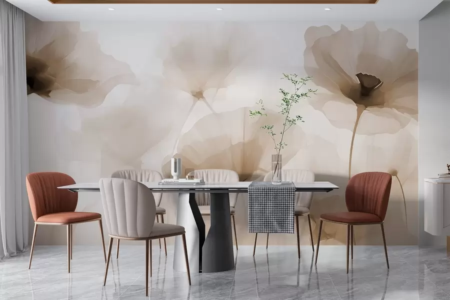 murais de parede Silhuetas abstratas de flores w03508