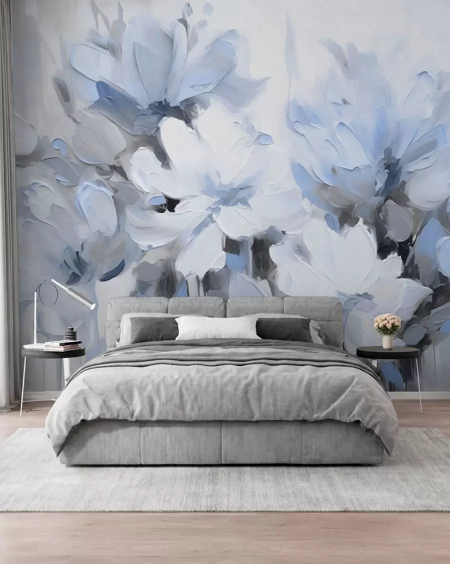 murais de parede Flores abstratas em estilo de pintura a óleo em tons suaves w03575v2
