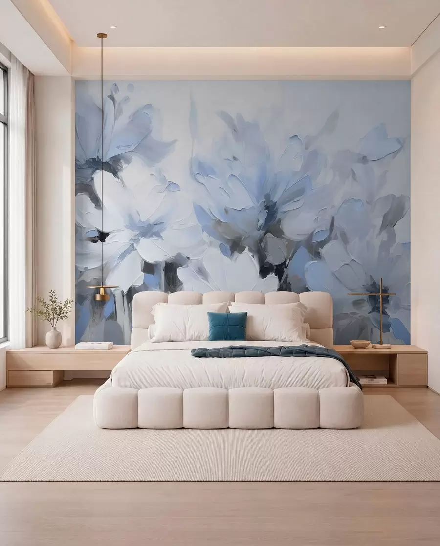 murais de parede Flores abstratas em estilo de pintura a óleo em tons suaves w03575v2