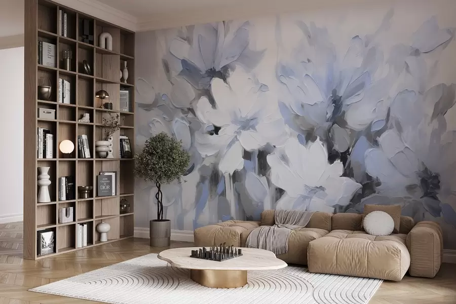 murais de parede Flores abstratas em estilo de pintura a óleo em tons suaves w03575v2