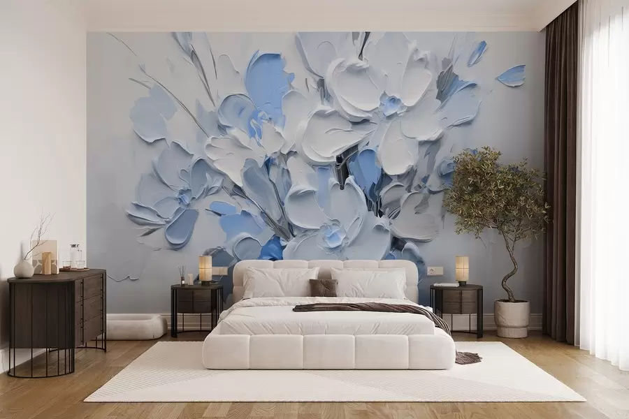 murais de parede Flores volumétricas abstratas em estilo de pintura a óleo w03582v1
