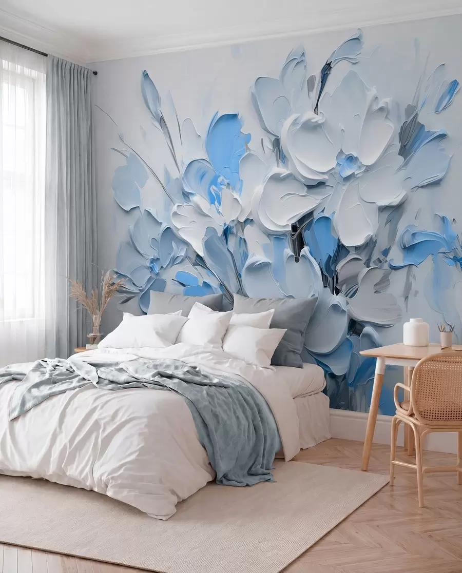 murais de parede Flores volumétricas abstratas em estilo de pintura a óleo w03582v1