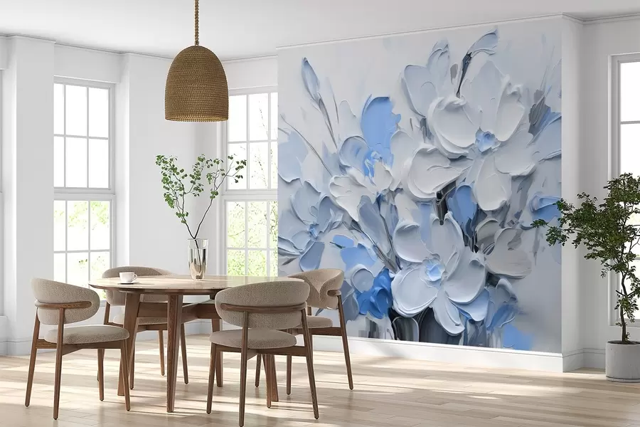 murais de parede Flores volumétricas abstratas em estilo de pintura a óleo w03582v1