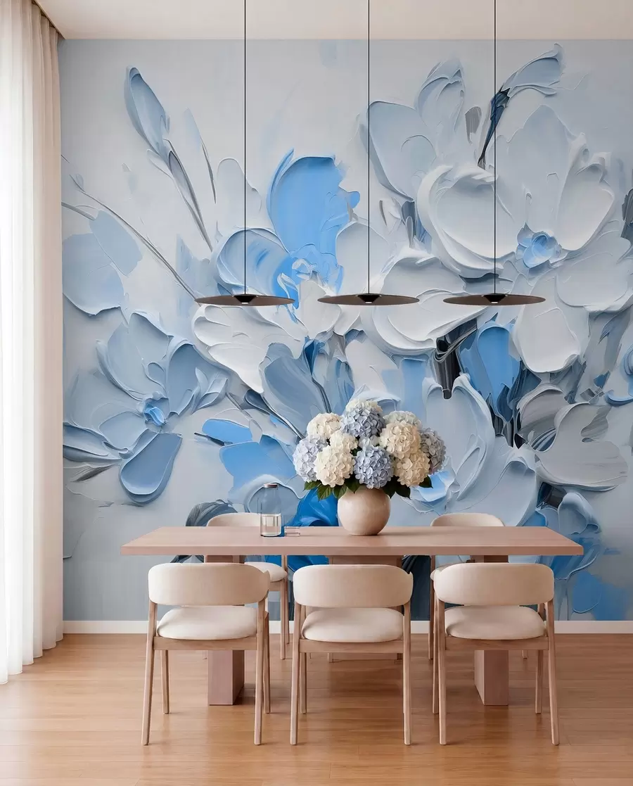 murais de parede Flores volumétricas abstratas em estilo de pintura a óleo w03582v1