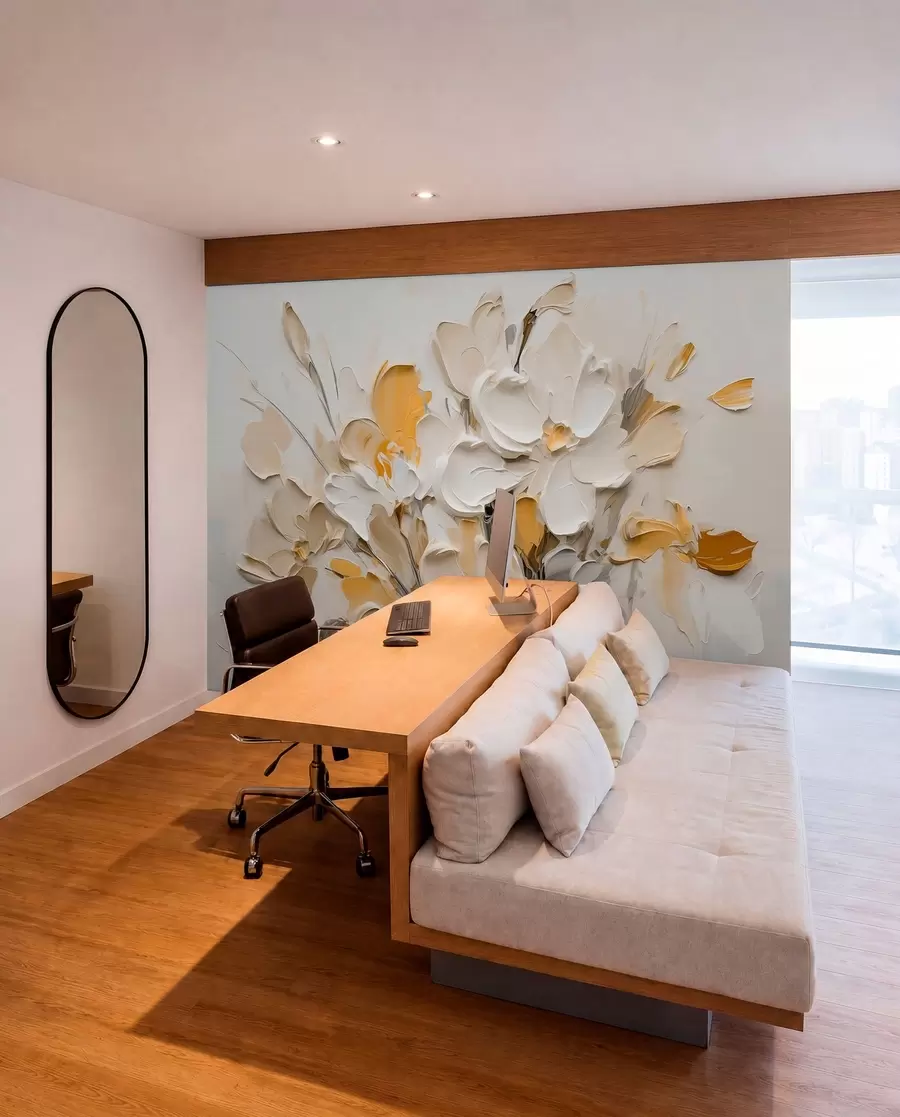 murais de parede Flores volumétricas abstratas em estilo de pintura a óleo w03582v2