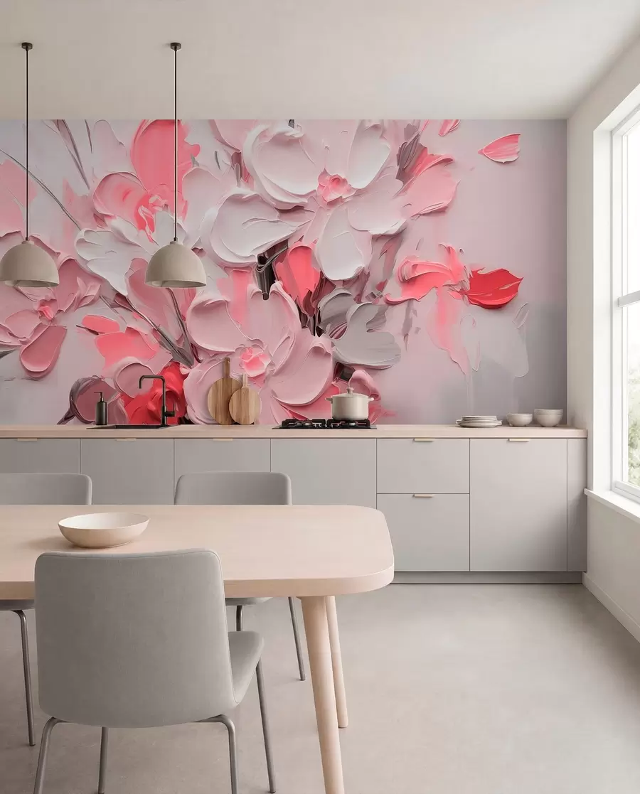 murais de parede Flores volumétricas abstratas em estilo de pintura a óleo w03582v3